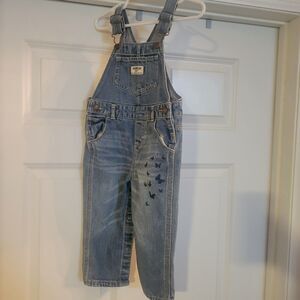 OshKosh Overalls Sz 24 Mos Denim Blue Butterfly Accent